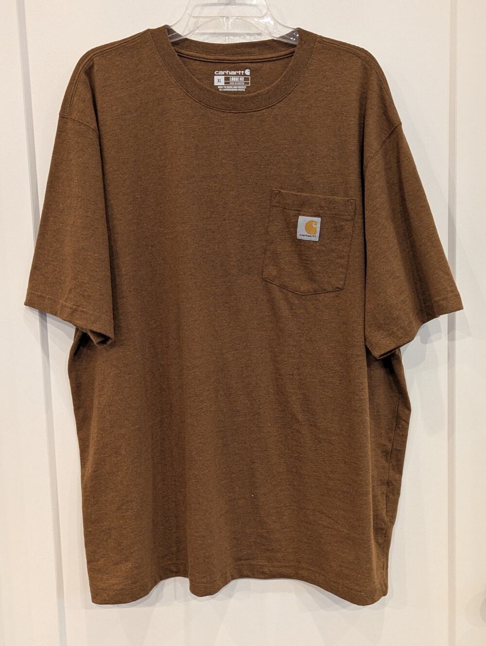 Carhartt Mens XL Loose Fit Short Sleeve Brown T-shirt Chest Pocket EUC
